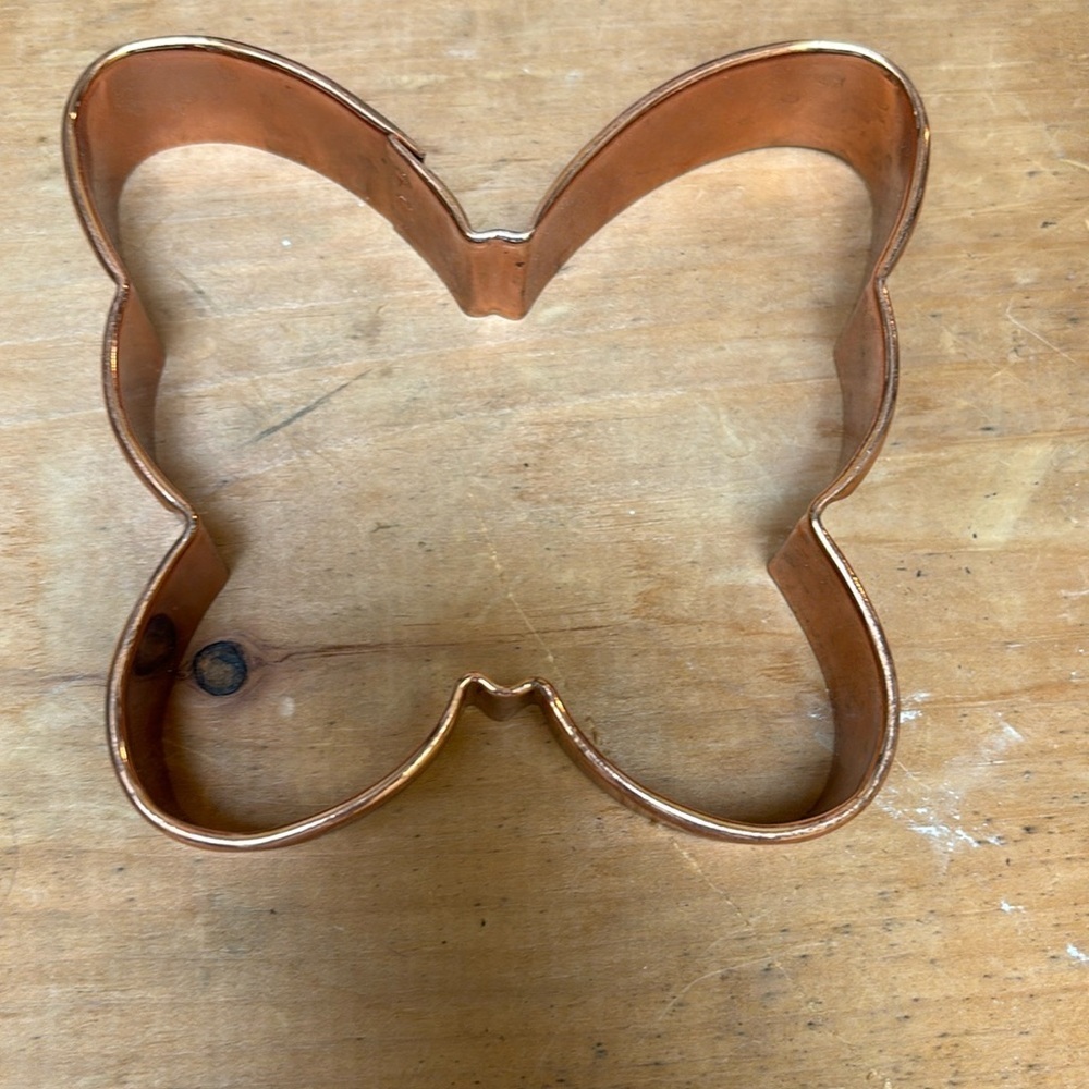 Copper metal cookie cutter large Butterfly 4 1/2"